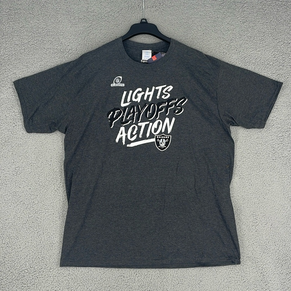 NFL Fanatics Las Vegas Raiders gray crew neck short sleeve shirt mens XL stretch